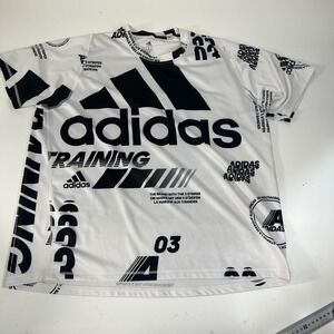 Adidas Shirt Mens Extra Large White Black Climalite Training Graphic Logo